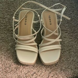 Torrid tan strappy wedges